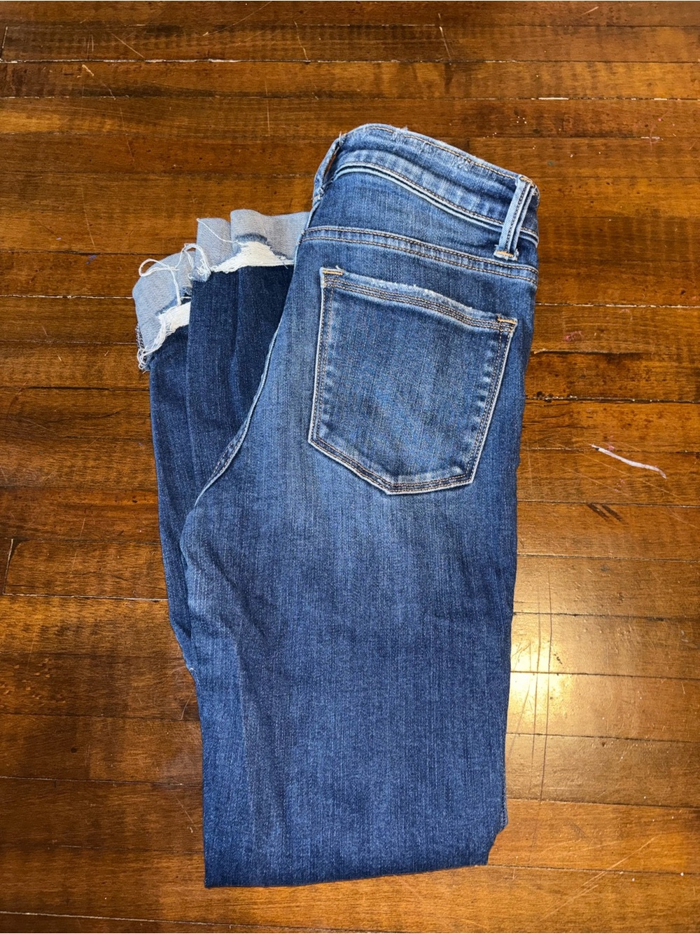 Flying Monkey Women's Blue Denim Jeans - Raw Hem